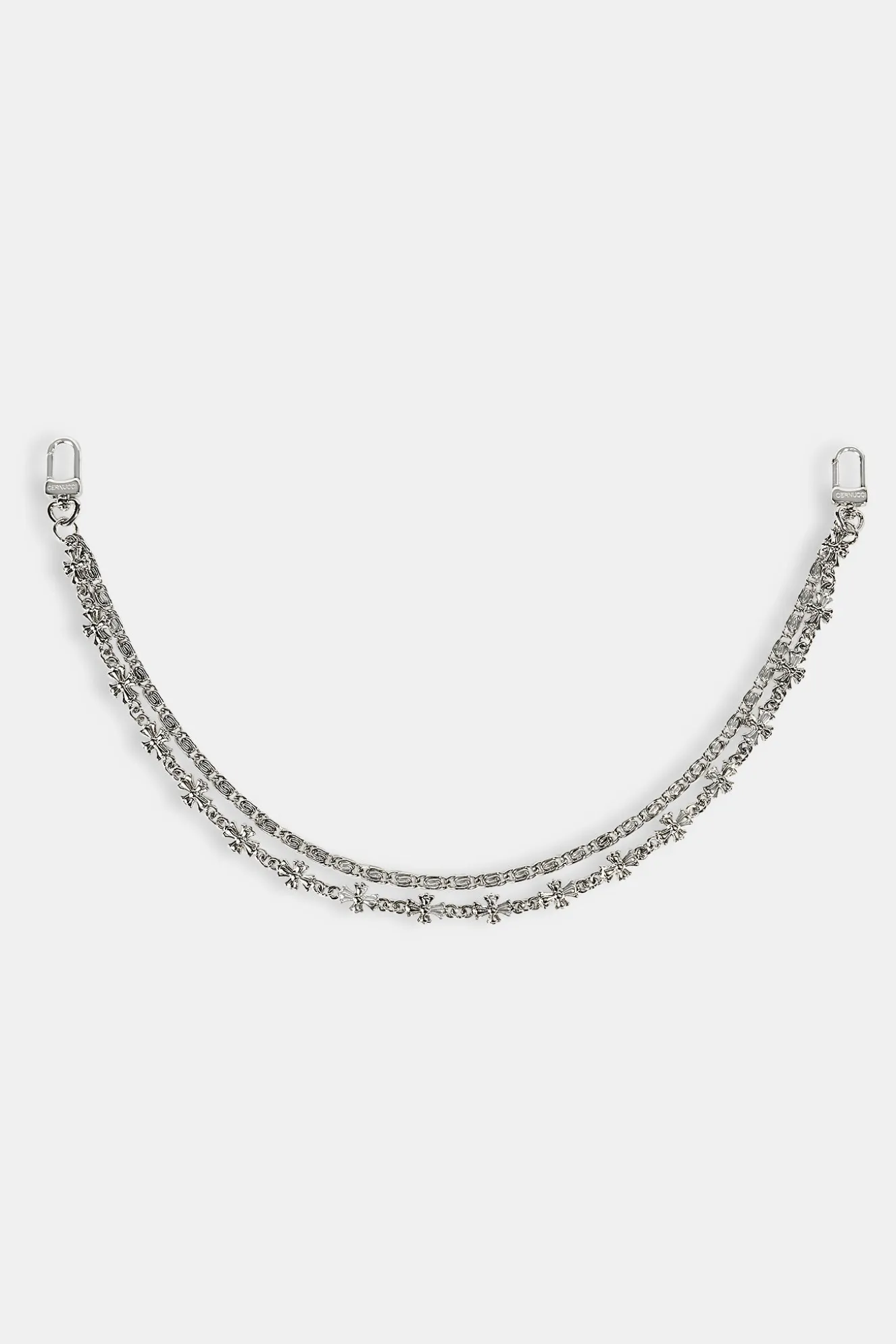 Polished Double Layer Cross Motif Jean Chain - 10mm - White