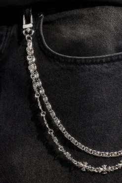 Polished Double Layer Cross Motif Jean Chain - 10mm - White