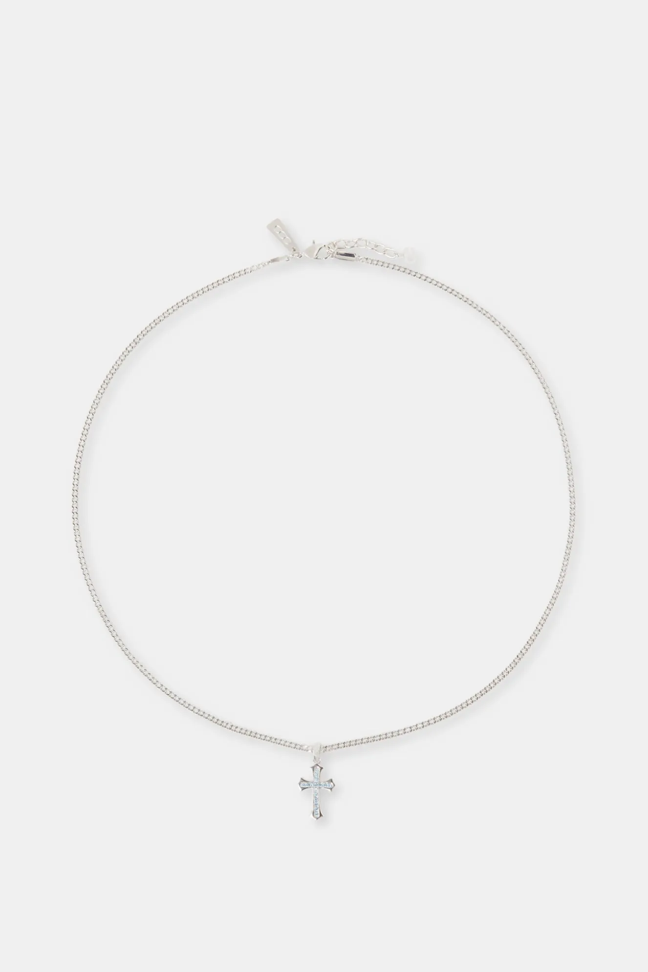 Polished Edge Blue Iced Cross Cuban Necklace - 25mm