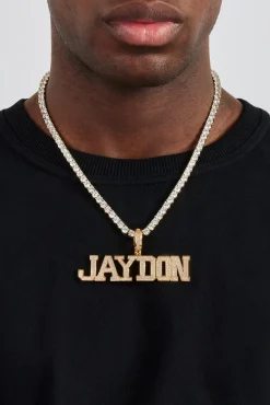 Polished Edge Iced Letter Pendant - 20mm - Gold