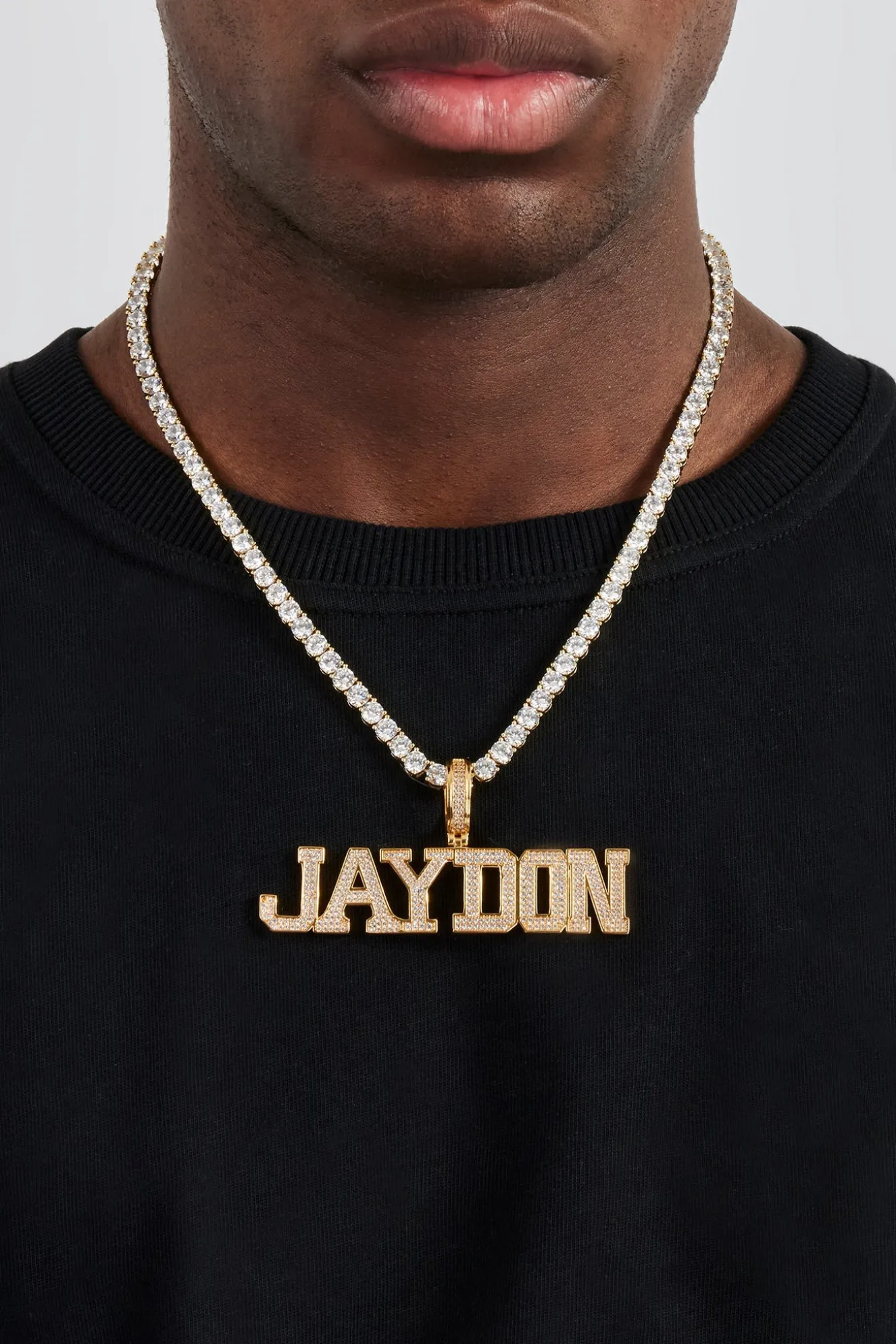 Polished Edge Iced Letter Pendant - 20mm - Gold