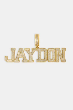 Polished Edge Iced Letter Pendant - 20mm - Gold