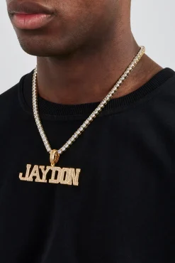 Polished Edge Iced Letter Pendant - 20mm - Gold