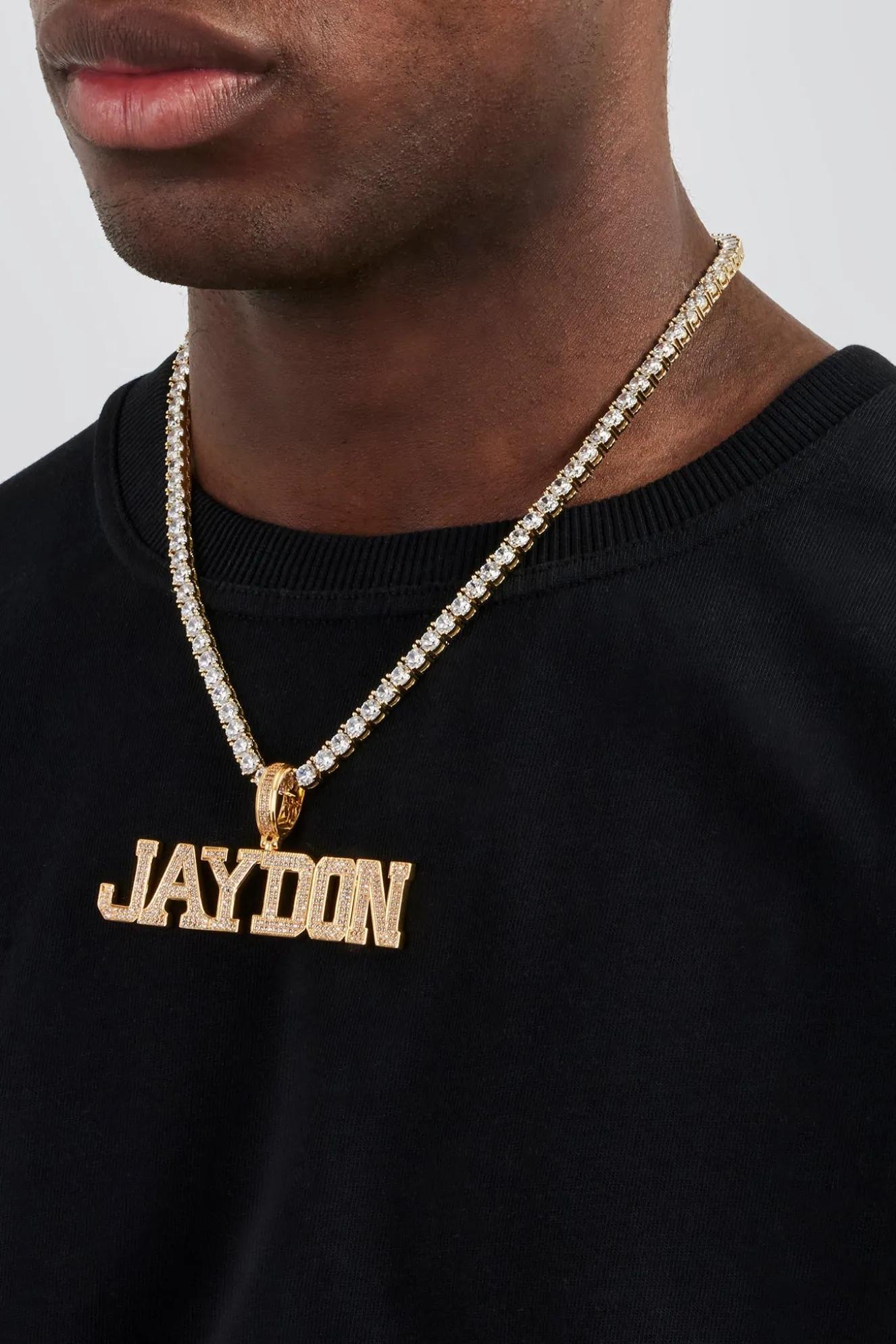 Polished Edge Iced Letter Pendant - 20mm - Gold