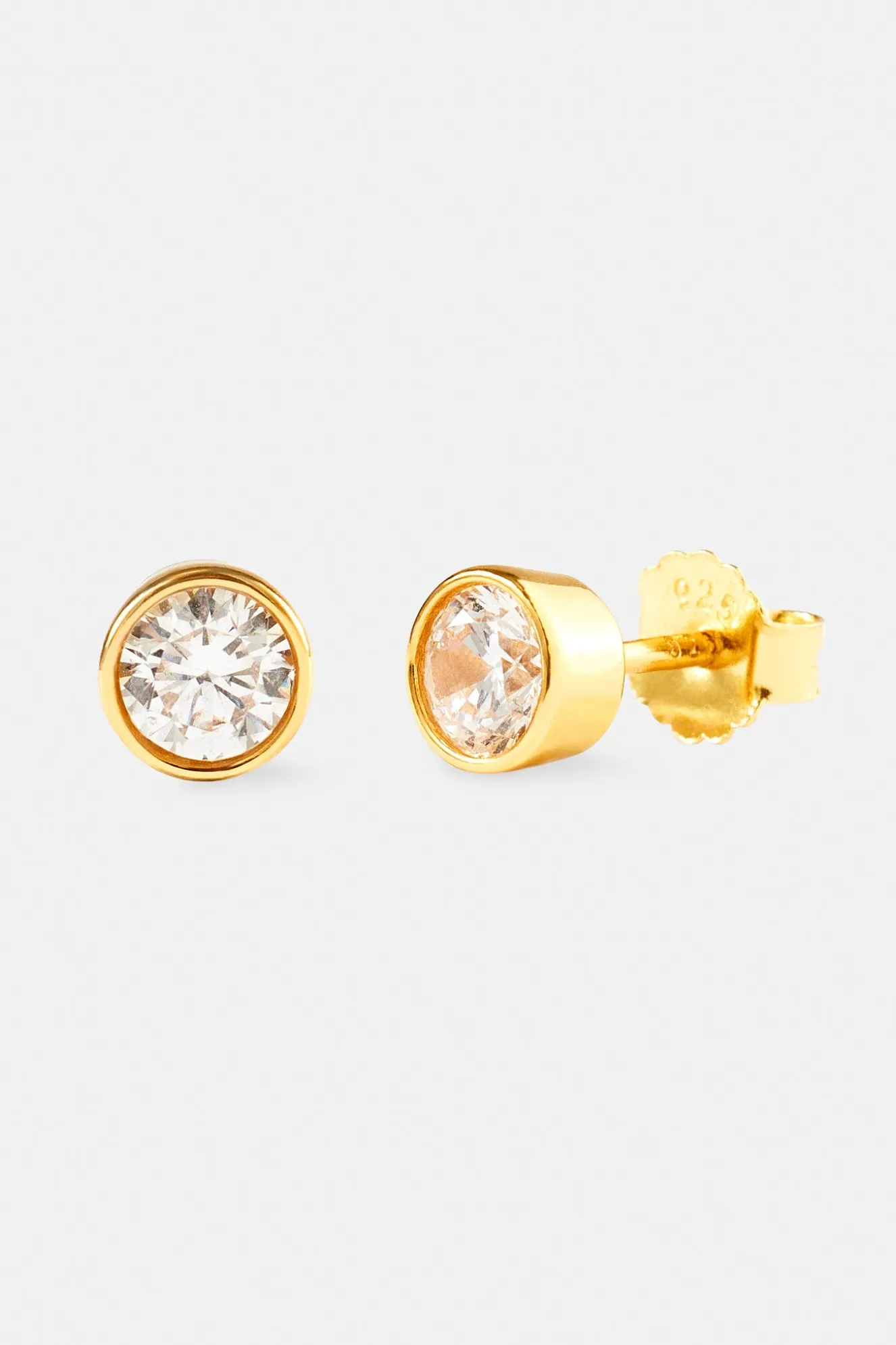 Polished Edge Round Stud Earrings - 6mm - Gold