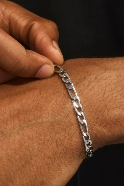 Polished Figaro Bracelet & Chain - 5mm - White