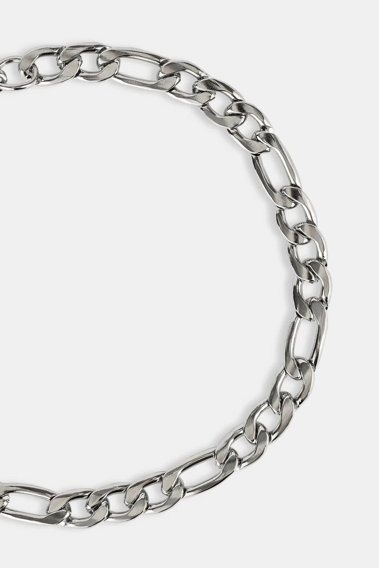 Polished Figaro Bracelet - 5mm - White