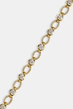 Polished & Iced Connecting Link Bracelet - 6mm - Gold