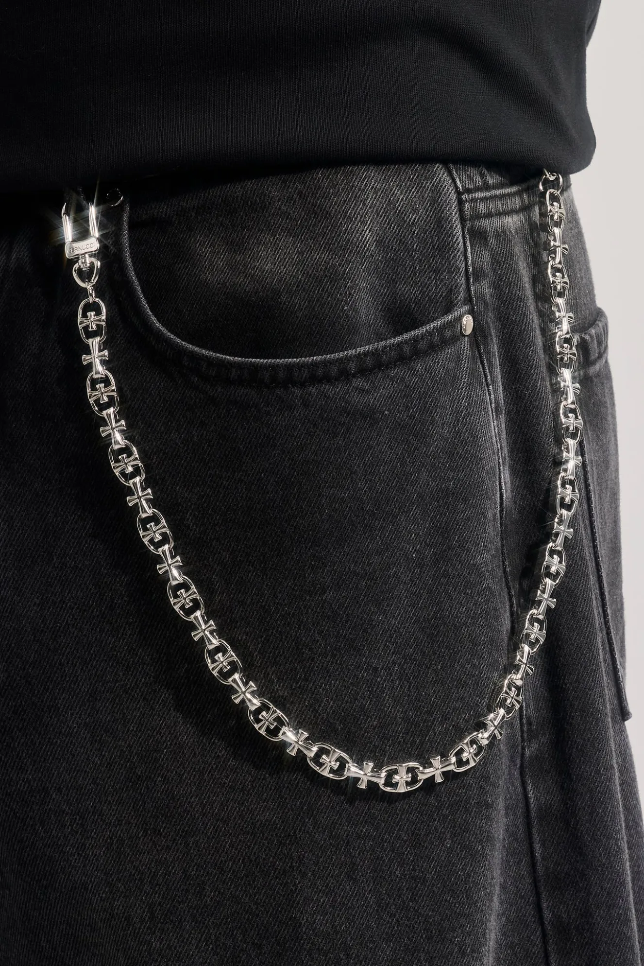 Polished Multi Cross Polished Jean Chain - 10mm - White