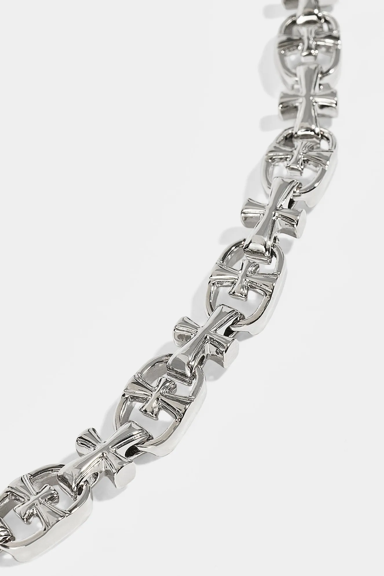 Polished Multi Cross Polished Jean Chain - 10mm - White