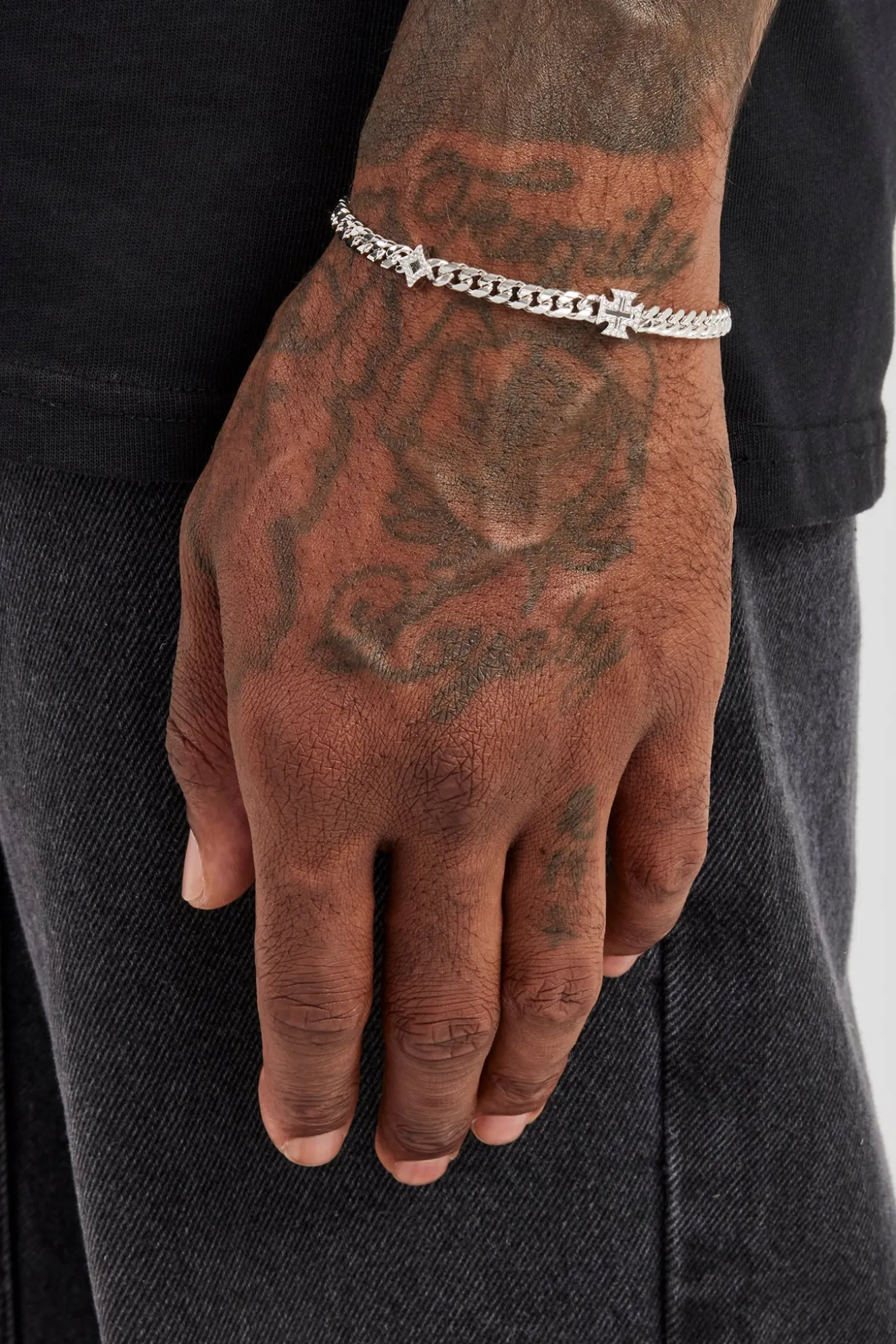 Polished Star & Cross Miami Cuban Bracelet - 8mm