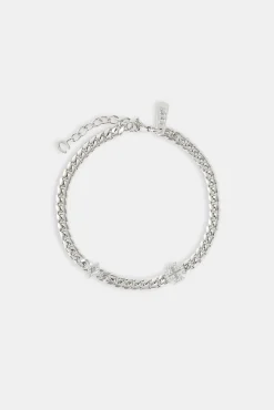 Polished Star & Cross Miami Cuban Bracelet - 8mm