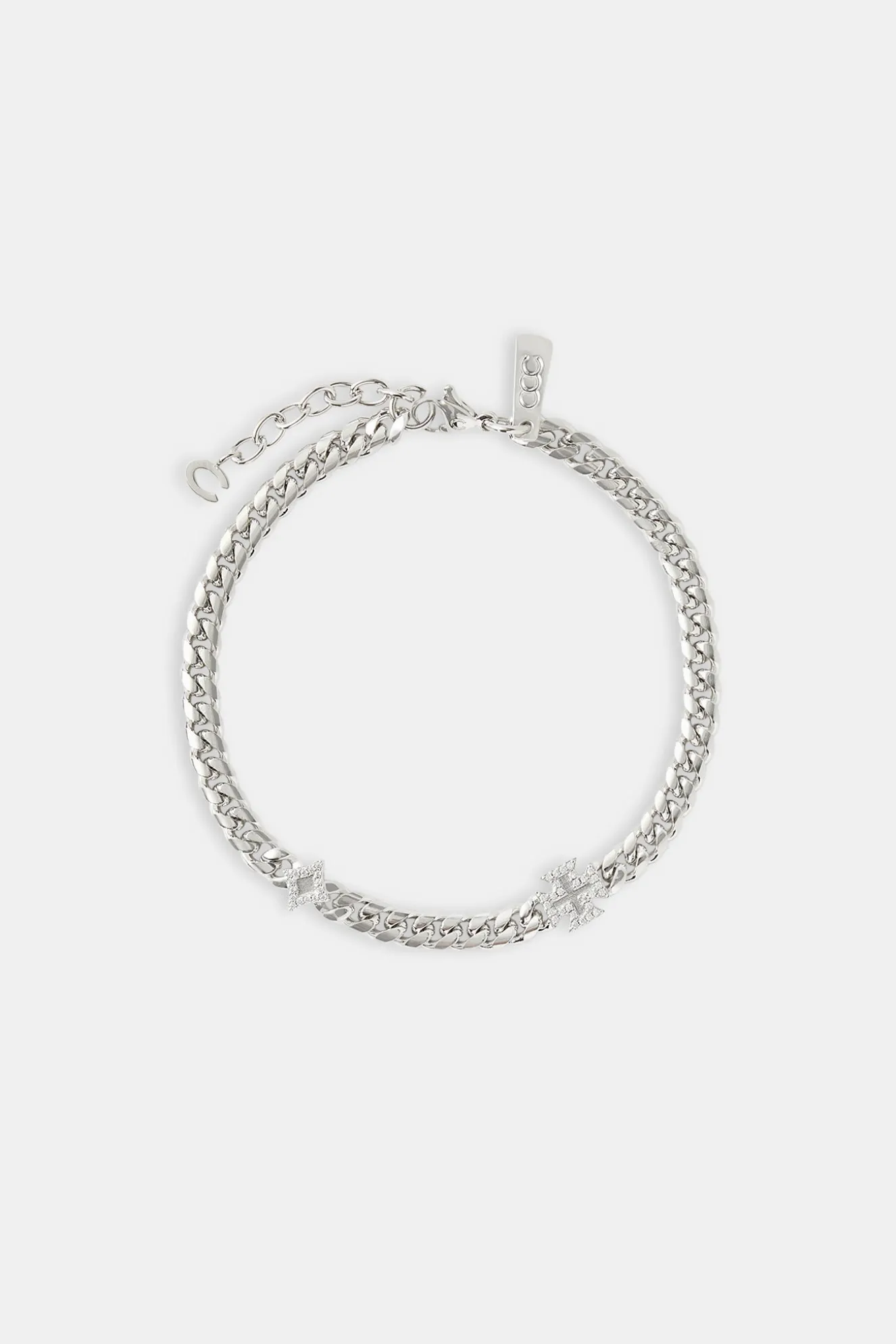 Polished Star & Cross Miami Cuban Bracelet - 8mm