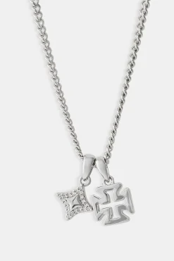 Polished Star & Cross Necklace - 10mm