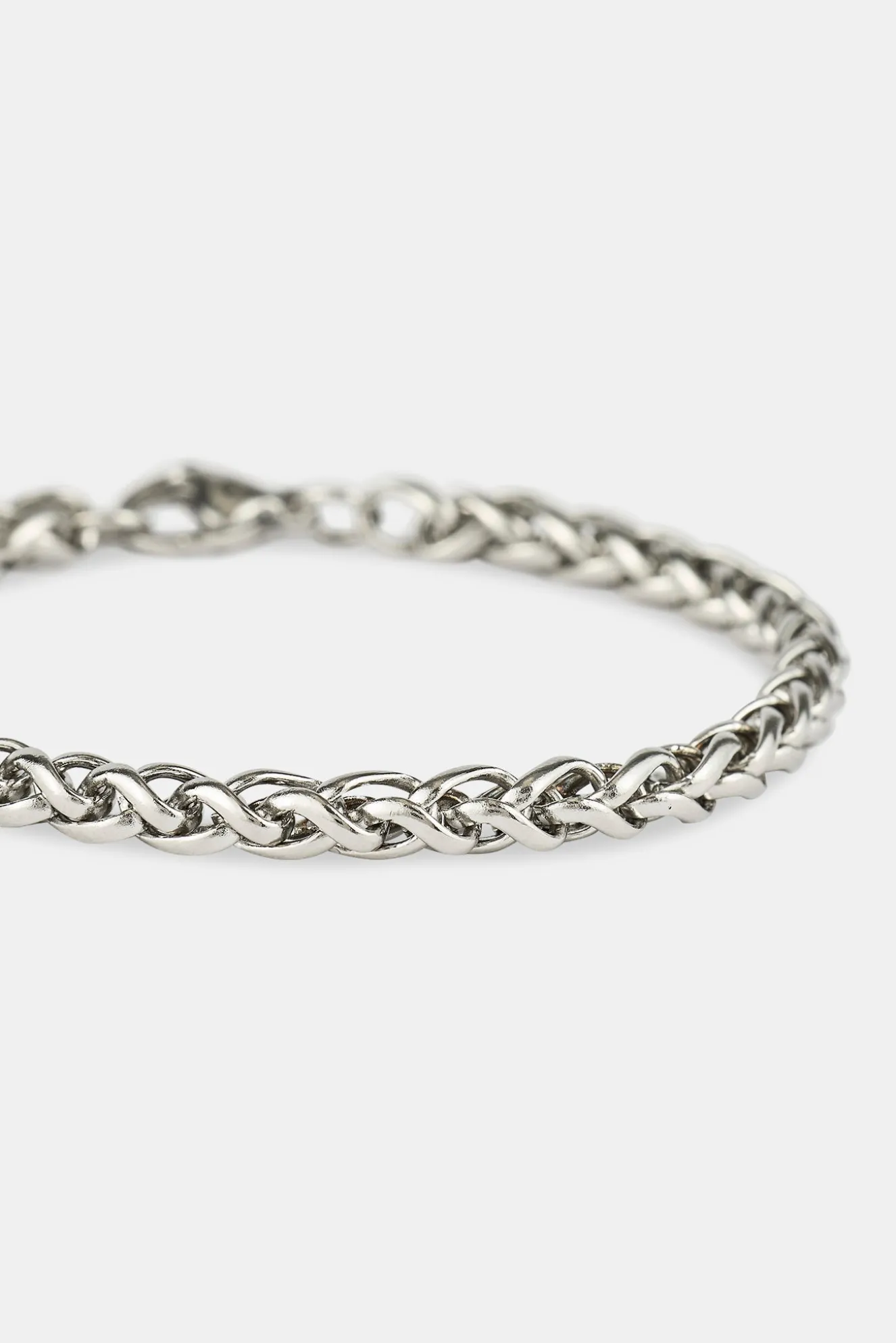 Polished Wheat Link Bracelet - 5mm - White