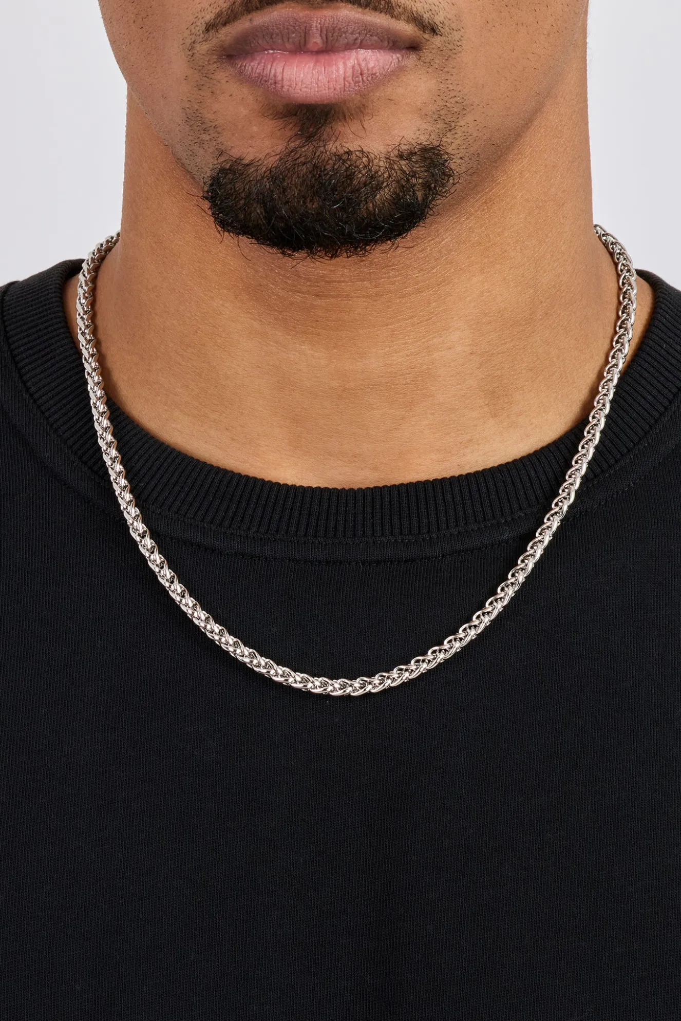 Polished Wheat Link Chain - 5mm - White