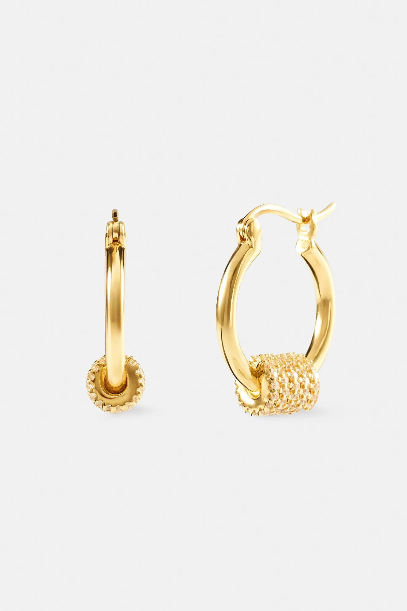 Polished Wrap Iced Hoop Earrings - 18mm