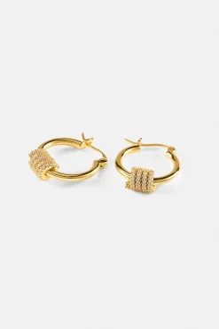 Polished Wrap Iced Hoop Earrings - 18mm