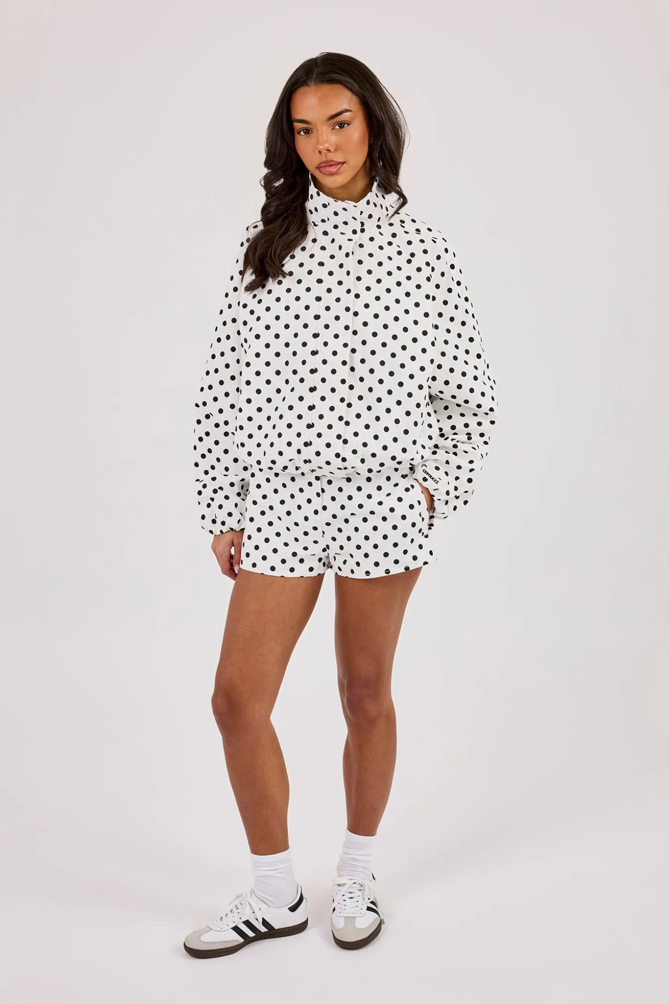 Polka Dot Jacket & Mini Short - White