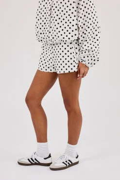 Polka Dot Mini Short - White