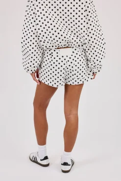 Polka Dot Mini Short - White