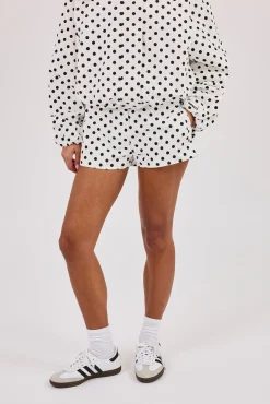 Polka Dot Mini Short - White