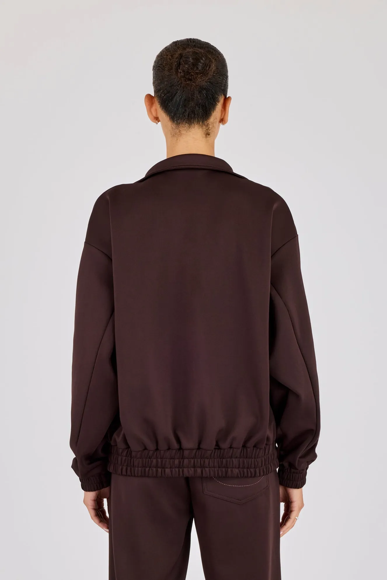 Poly Embroidered Track Jacket - Brown