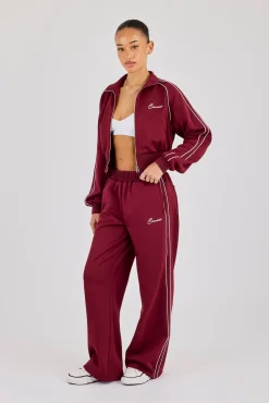 Poly Piping Track Pant - Burgundy