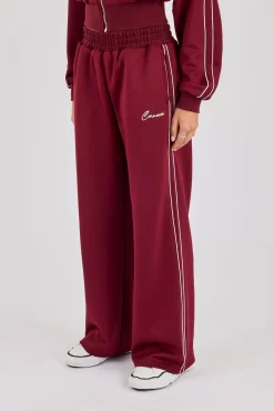 Poly Piping Track Pant - Burgundy