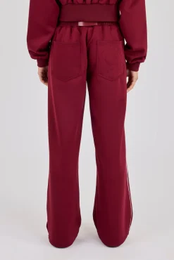 Poly Piping Track Pant - Burgundy