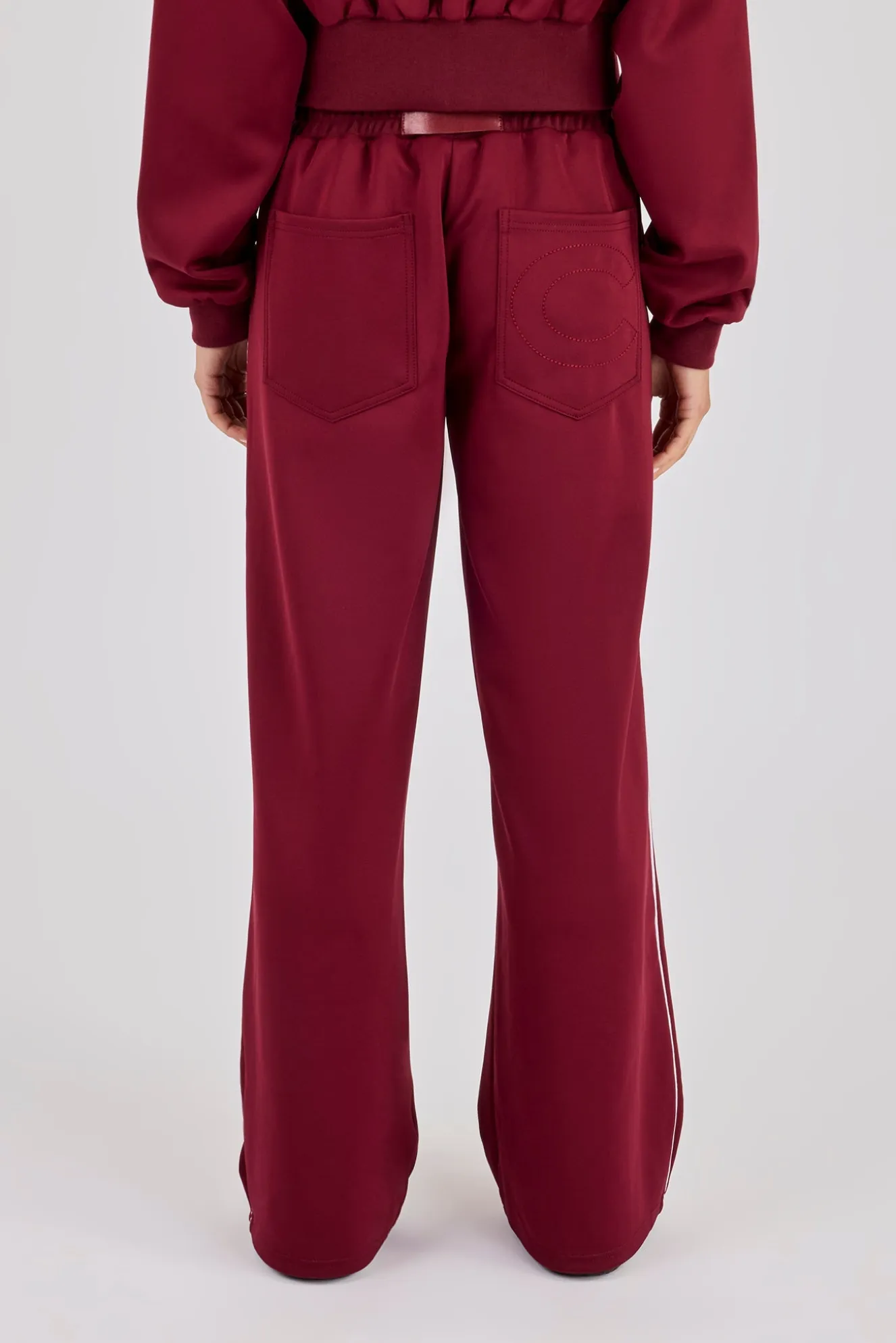 Poly Piping Track Pant - Burgundy