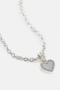 Purple Agate Heart Necklace - 8mm