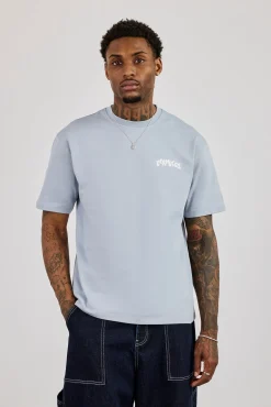 Regular Back Puff Print T-Shirt - Blue