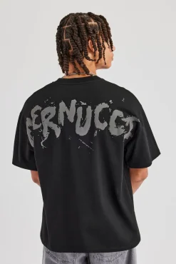 Regular Back Puff Print T-Shirt - Black