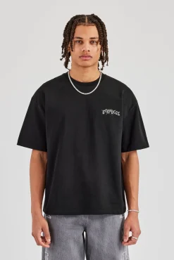 Regular Back Puff Print T-Shirt - Black