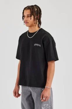 Regular Back Puff Print T-Shirt - Black