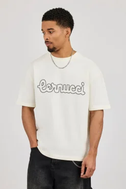 Regular Logo Motif Stitch T-Shirt - Off White