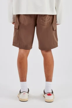 Relaxed Cargo Nylon Short - Brown