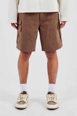 Relaxed Cargo Nylon Short - Brown