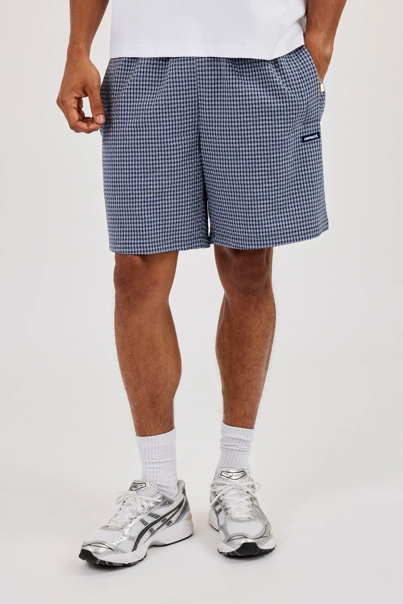 Relaxed Check Short - Navy