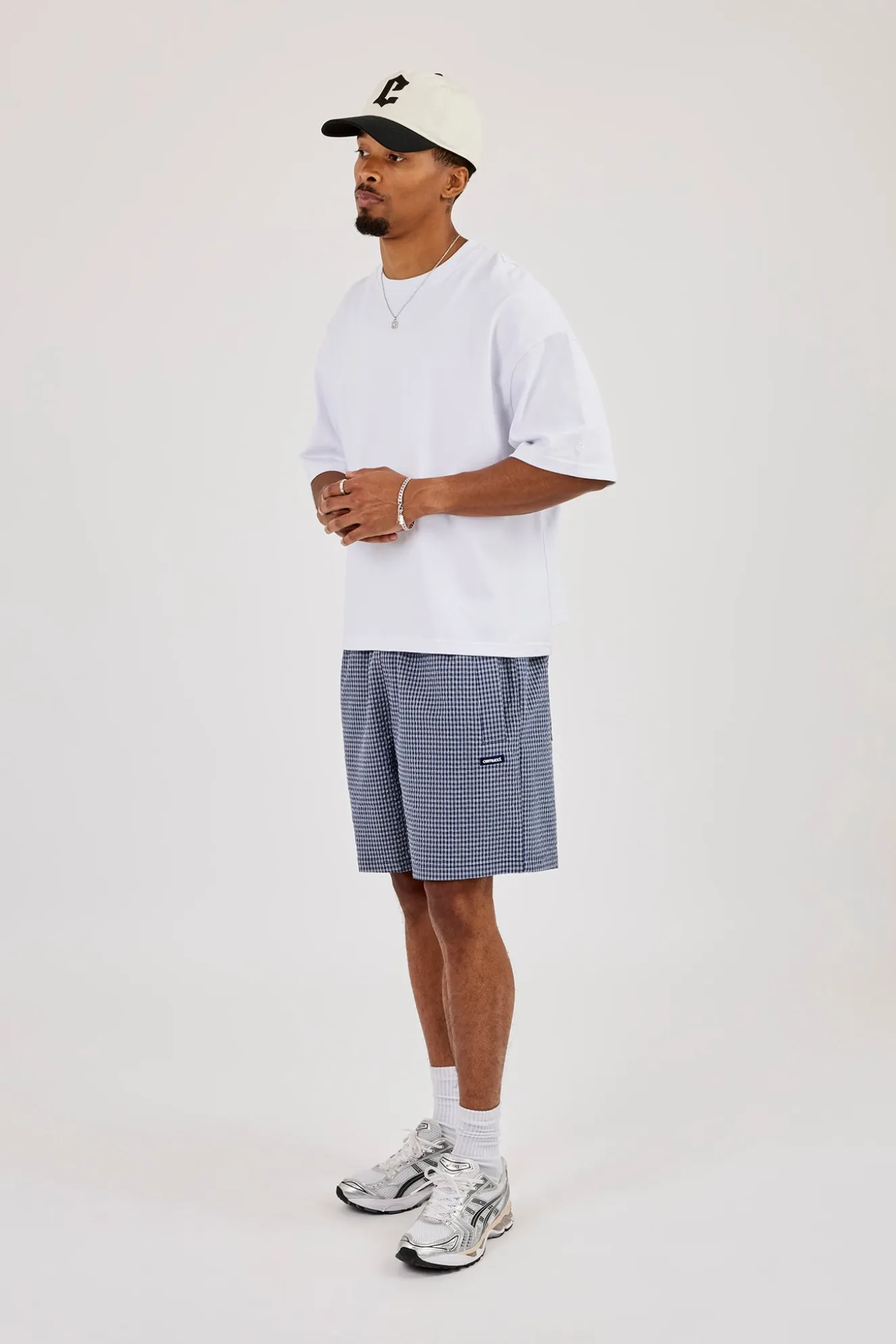 Relaxed Check Short - Navy