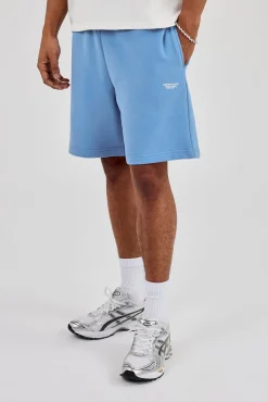 Relaxed Jersey Short With Micro Branding - Riviera Blue
