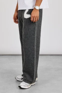 Relaxed Knitted Intarsia Jogger - Charcoal
