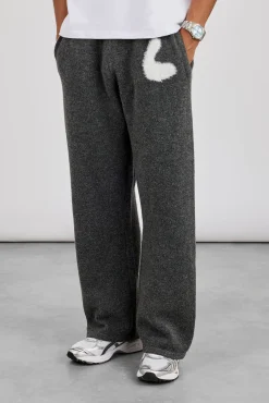 Relaxed Knitted Intarsia Jogger - Charcoal