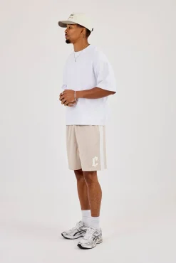 Relaxed Mesh Panelled Shorts - Stone