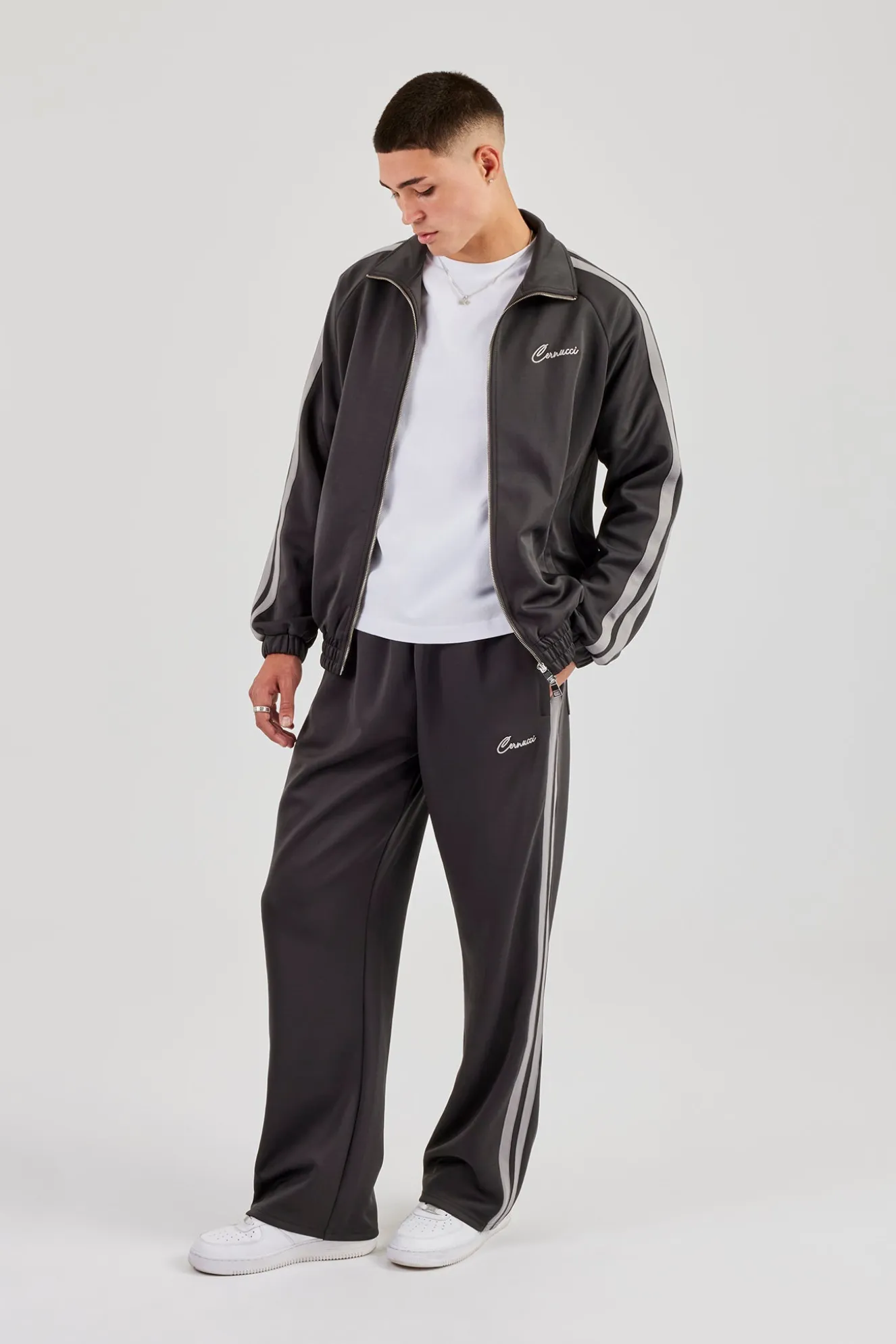 Relaxed Taping Track Pant - Charcoal