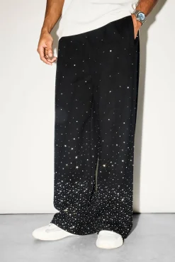 Rhinestone Baggy Jogger - Black