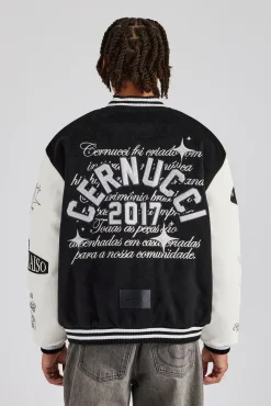 Rhinestone Bomber Jacket - Black