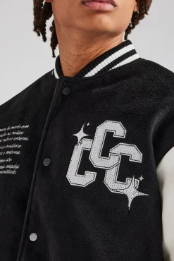 Rhinestone Bomber Jacket - Black