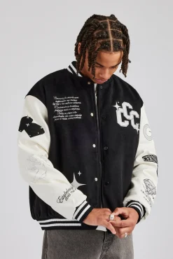 Rhinestone Bomber Jacket - Black